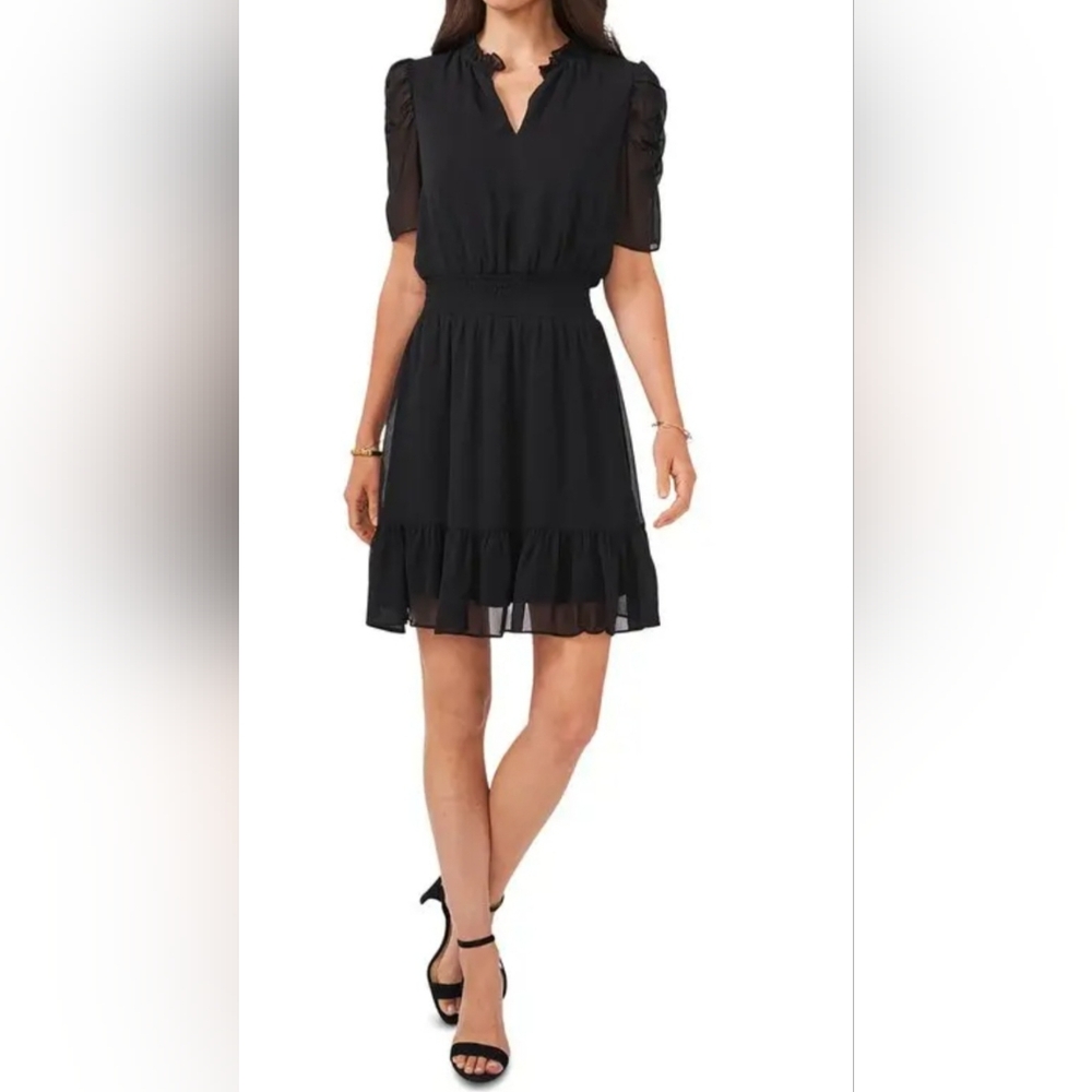 Black Ruffled Mini Dress Size M - Picture 7 of 7